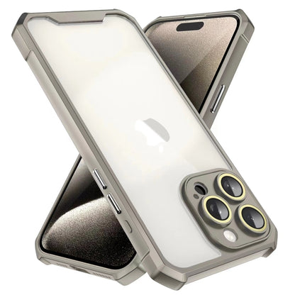 For iPhone 16 Pro Shockproof Acrylic Phone Case with Lens Glass Film(Grey) - iPhone 16 Pro Cases by buy2fix | Online Shopping UK | buy2fix