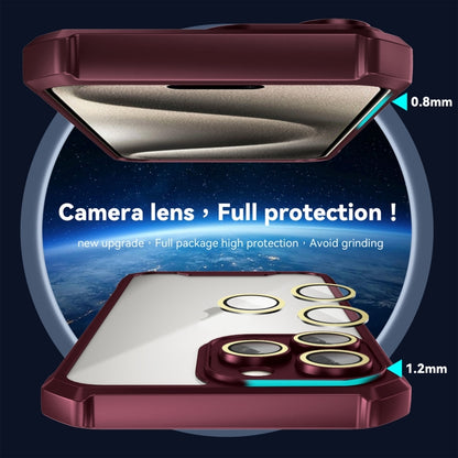 For iPhone 16 Pro Shockproof Acrylic Phone Case with Lens Glass Film(Wine Red) - iPhone 16 Pro Cases by buy2fix | Online Shopping UK | buy2fix