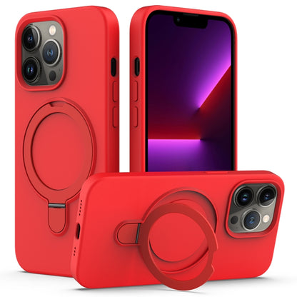 For iPhone 13 Pro Max MagSafe Magnetic Liquid Silicone Phone Case with Ring Holder(Red) - iPhone 13 Pro Max Cases by buy2fix | Online Shopping UK | buy2fix