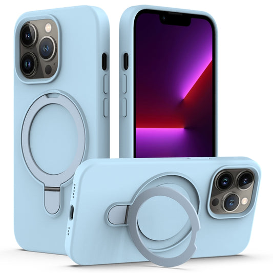 For iPhone 13 Pro Max MagSafe Magnetic Liquid Silicone Phone Case with Ring Holder(Sky Blue) - iPhone 13 Pro Max Cases by buy2fix | Online Shopping UK | buy2fix