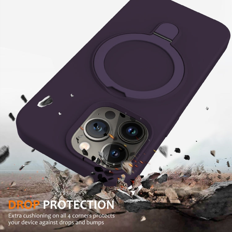 For iPhone 13 Pro MagSafe Magnetic Liquid Silicone Phone Case with Ring Holder(Purple) - iPhone 13 Pro Cases by buy2fix | Online Shopping UK | buy2fix