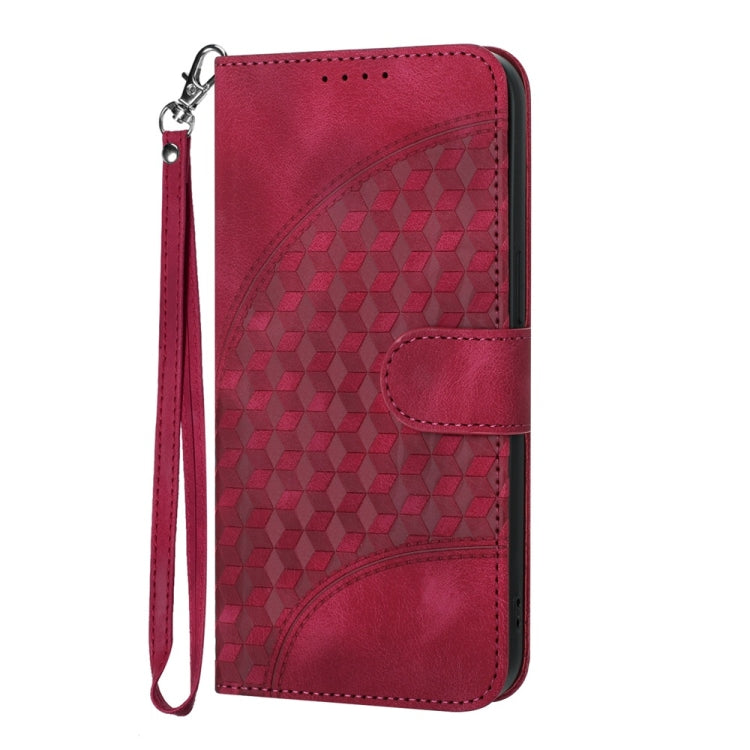 For iPhone 16 Pro YX0060 Elephant Head Embossed Phone Leather Case with Lanyard(Rose Red) - iPhone 16 Pro Cases by buy2fix | Online Shopping UK | buy2fix