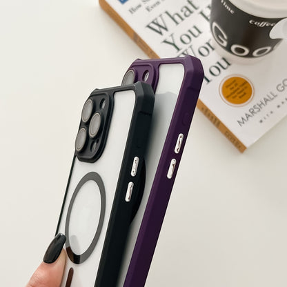 For iPhone 15 Plus Colorful Two-Color Lens Film MagSafe Magnetic Horn Acrylic+TPU Case(Grey) - iPhone 15 Plus Cases by buy2fix | Online Shopping UK | buy2fix