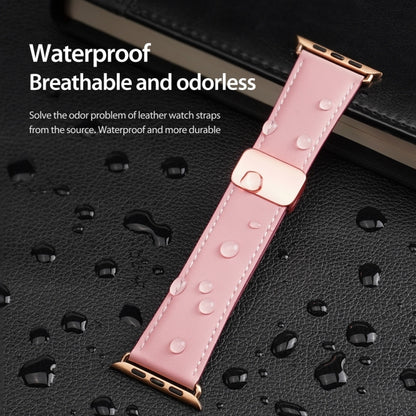 For Apple Watch SE 2023 40mm DUX DUCIS YA Series Magnetic Buckle Genuine Leather Watch Band(Pink) - Watch Bands by DUX DUCIS | Online Shopping UK | buy2fix