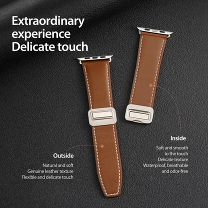 For Apple Watch Ultra 2 49mm DUX DUCIS YA Series Magnetic Buckle Genuine Leather Watch Band(Brown) - Watch Bands by DUX DUCIS | Online Shopping UK | buy2fix