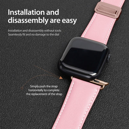 For Apple Watch Ultra 2 49mm DUX DUCIS YA Series Magnetic Buckle Genuine Leather Watch Band(Pink) - Watch Bands by DUX DUCIS | Online Shopping UK | buy2fix