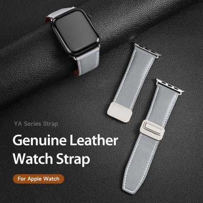 For Apple Watch Series 8 41mm DUX DUCIS YA Series Magnetic Buckle Genuine Leather Watch Band(Grey) - Watch Bands by DUX DUCIS | Online Shopping UK | buy2fix