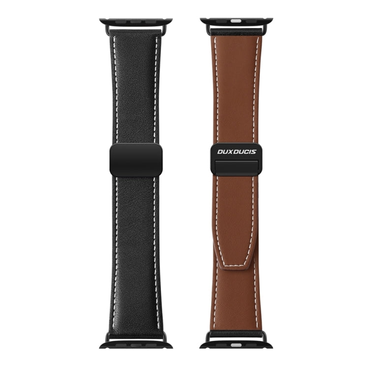 For Apple Watch SE 2022 40mm DUX DUCIS YA Series Magnetic Buckle Genuine Leather Watch Band(Black) - Watch Bands by DUX DUCIS | Online Shopping UK | buy2fix