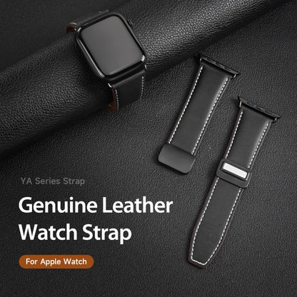 For Apple Watch SE 40mm DUX DUCIS YA Series Magnetic Buckle Genuine Leather Watch Band(Black) - Watch Bands by DUX DUCIS | Online Shopping UK | buy2fix