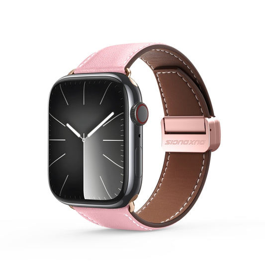 For Apple Watch SE 40mm DUX DUCIS YA Series Magnetic Buckle Genuine Leather Watch Band(Pink) - Watch Bands by DUX DUCIS | Online Shopping UK | buy2fix