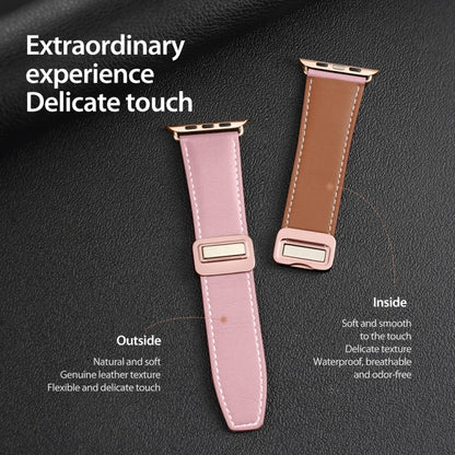 For Apple Watch SE 40mm DUX DUCIS YA Series Magnetic Buckle Genuine Leather Watch Band(Pink) - Watch Bands by DUX DUCIS | Online Shopping UK | buy2fix