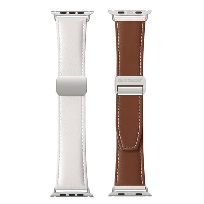 For Apple Watch Series 4 44mm DUX DUCIS YA Series Magnetic Buckle Genuine Leather Watch Band(White) - Watch Bands by DUX DUCIS | Online Shopping UK | buy2fix