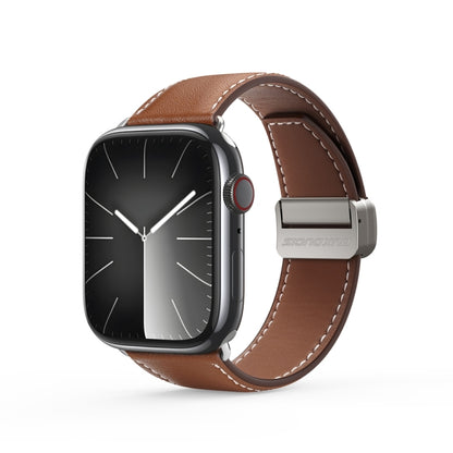 For Apple Watch Series 4 40mm DUX DUCIS YA Series Magnetic Buckle Genuine Leather Watch Band(Brown) - Watch Bands by DUX DUCIS | Online Shopping UK | buy2fix