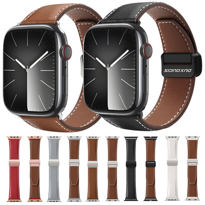 For Apple Watch Series 2 42mm DUX DUCIS YA Series Magnetic Buckle Genuine Leather Watch Band(Brown) - Watch Bands by DUX DUCIS | Online Shopping UK | buy2fix