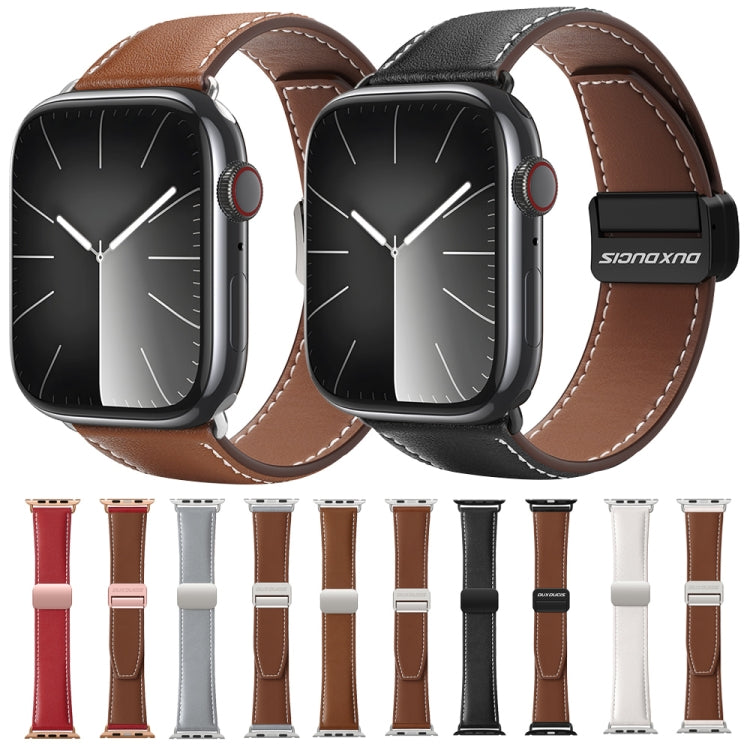 For Apple Watch 38mm DUX DUCIS YA Series Magnetic Buckle Genuine Leather Watch Band(Brown) - Watch Bands by DUX DUCIS | Online Shopping UK | buy2fix