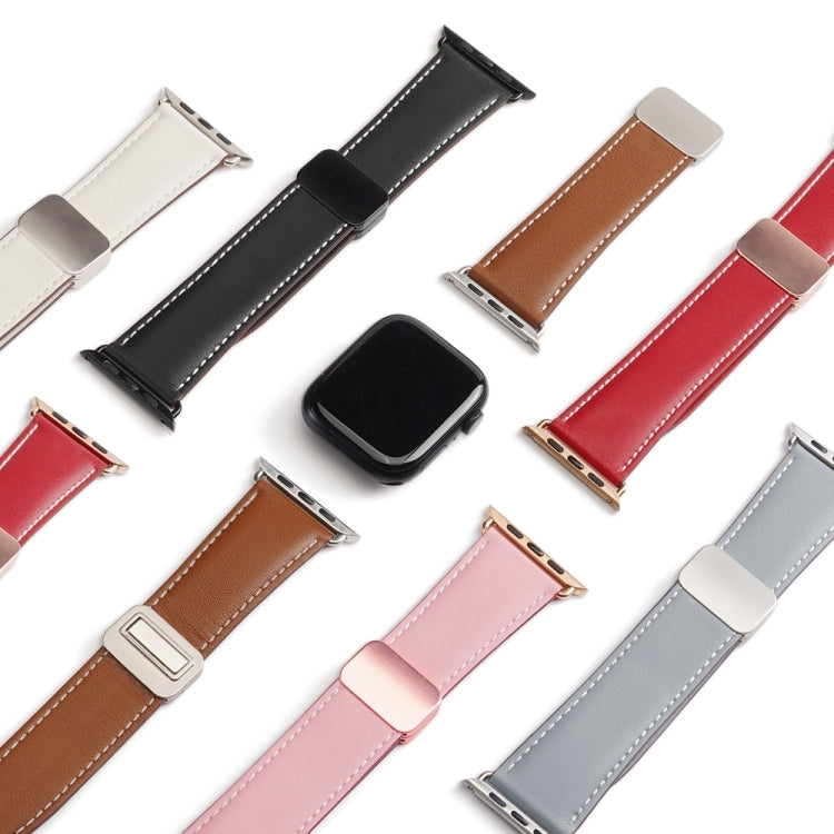 For Apple Watch Ultra 2 49mm DUX DUCIS YA Series Magnetic Buckle Genuine Leather Watch Band(Black) - Watch Bands by DUX DUCIS | Online Shopping UK | buy2fix