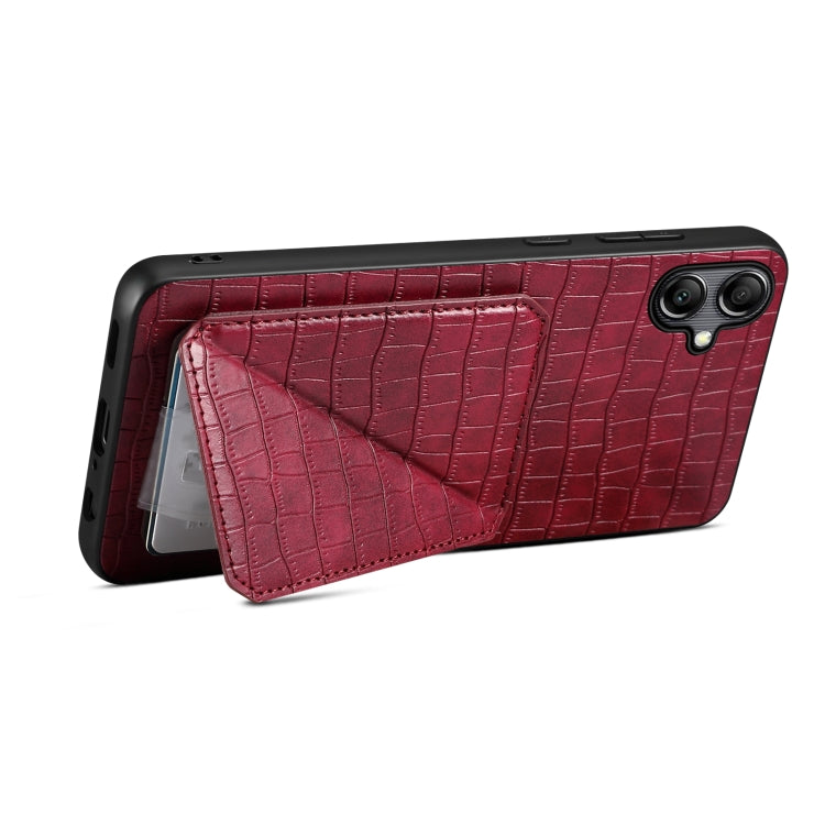 For Samsung Galaxy A05s Denior Imitation Crocodile Leather Back Phone Case with Holder(Rose Red) - Galaxy Phone Cases by Denior | Online Shopping UK | buy2fix
