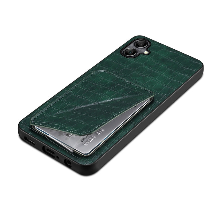 For Samsung Galaxy A20s Denior Imitation Crocodile Leather Back Phone Case with Holder(Green) - Galaxy Phone Cases by Denior | Online Shopping UK | buy2fix