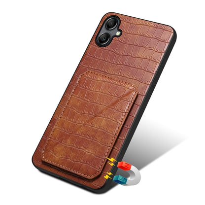 For Samsung Galaxy A24 4G Denior Imitation Crocodile Leather Back Phone Case with Holder(Brown) - Galaxy Phone Cases by Denior | Online Shopping UK | buy2fix