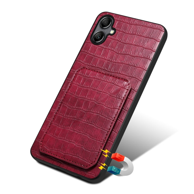 For Samsung Galaxy A51 5G Denior Imitation Crocodile Leather Back Phone Case with Holder(Rose Red) - Galaxy Phone Cases by Denior | Online Shopping UK | buy2fix
