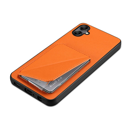 For Samsung Galaxy S23 FE 5G Denior Imitation Calf Leather Back Phone Case with Holder(Orange) - Galaxy S23 FE 5G Cases by Denior | Online Shopping UK | buy2fix