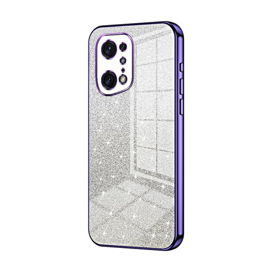 For OPPO Find X5 Pro Gradient Glitter Powder Electroplated Phone Case(Purple) - OPPO Cases by buy2fix | Online Shopping UK | buy2fix
