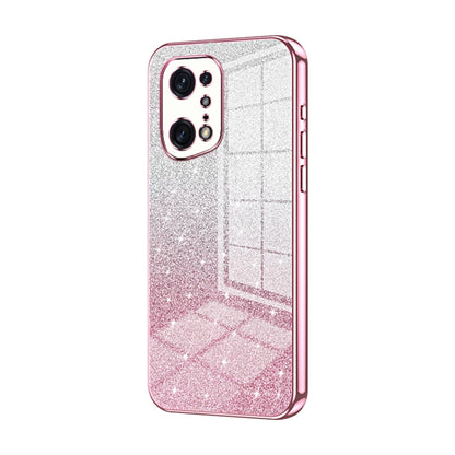 For OPPO Find X5 Pro Gradient Glitter Powder Electroplated Phone Case(Pink) - OPPO Cases by buy2fix | Online Shopping UK | buy2fix