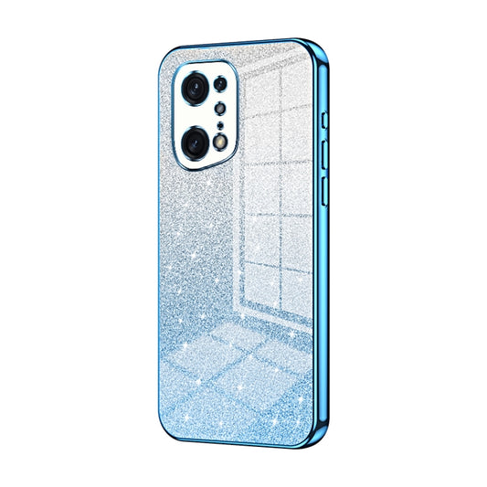 For OPPO Find X5 Pro Gradient Glitter Powder Electroplated Phone Case(Blue) - OPPO Cases by buy2fix | Online Shopping UK | buy2fix