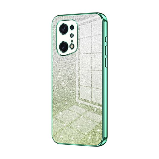For OPPO Find X5 Pro Gradient Glitter Powder Electroplated Phone Case(Green) - OPPO Cases by buy2fix | Online Shopping UK | buy2fix