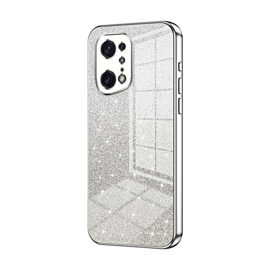 For OPPO Find X5 Pro Gradient Glitter Powder Electroplated Phone Case(Silver) - OPPO Cases by buy2fix | Online Shopping UK | buy2fix