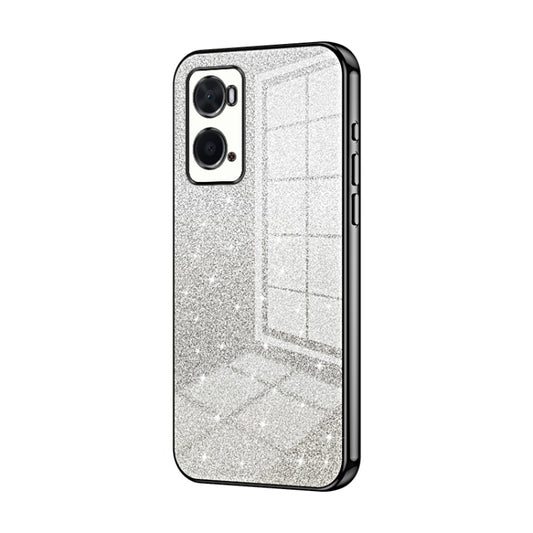 For OPPO A36 / A76 / A96 4G Global Gradient Glitter Powder Electroplated Phone Case(Black) - OPPO Cases by buy2fix | Online Shopping UK | buy2fix