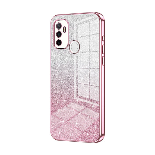 For OPPO A53 2020 / A32 / A11s  Gradient Glitter Powder Electroplated Phone Case(Pink) - OPPO Cases by buy2fix | Online Shopping UK | buy2fix