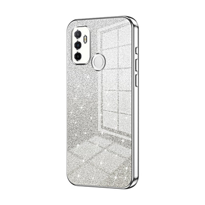 For OPPO A53 2020 / A32 / A11s  Gradient Glitter Powder Electroplated Phone Case(Silver) - OPPO Cases by buy2fix | Online Shopping UK | buy2fix