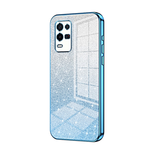 For OPPO K9x Gradient Glitter Powder Electroplated Phone Case(Blue) - OPPO Cases by buy2fix | Online Shopping UK | buy2fix