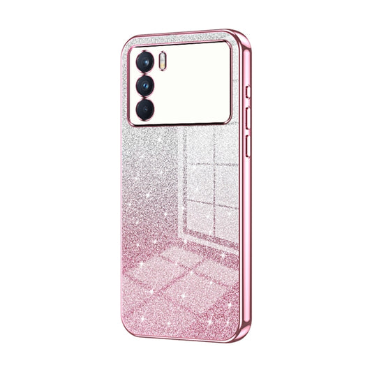 For OPPO K9 Pro Gradient Glitter Powder Electroplated Phone Case(Pink) - OPPO Cases by buy2fix | Online Shopping UK | buy2fix