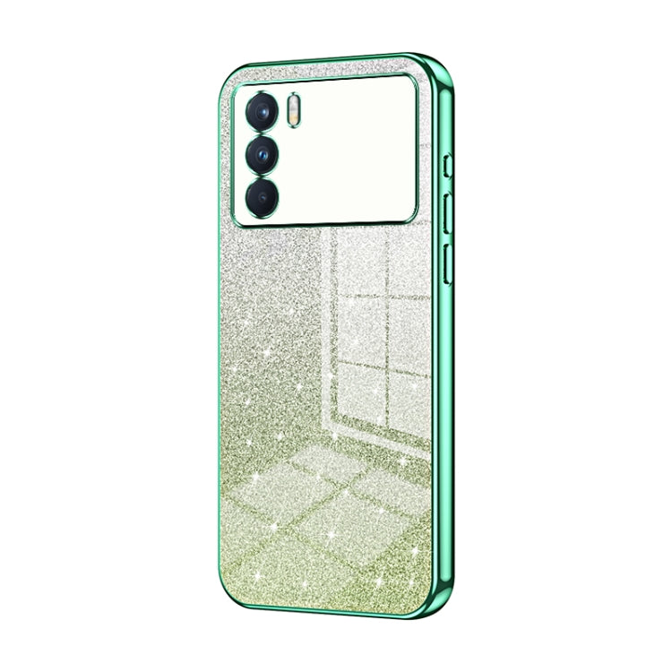 For OPPO K9 Pro Gradient Glitter Powder Electroplated Phone Case(Green) - OPPO Cases by buy2fix | Online Shopping UK | buy2fix