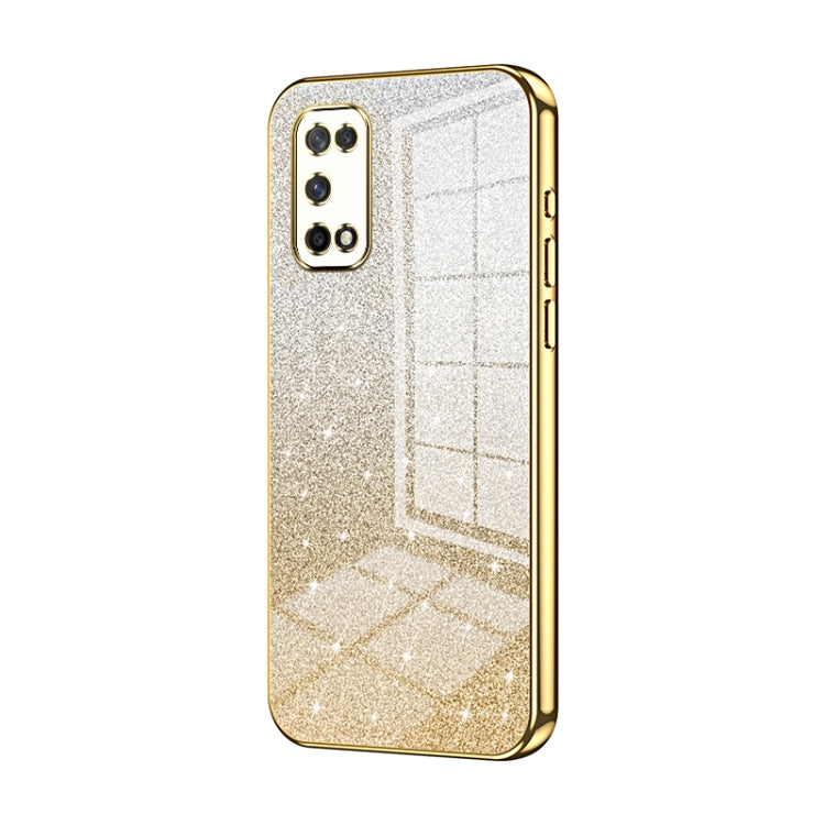 For OPPO K7x / Realme V5 5G Gradient Glitter Powder Electroplated Phone Case(Gold) - OPPO Cases by buy2fix | Online Shopping UK | buy2fix