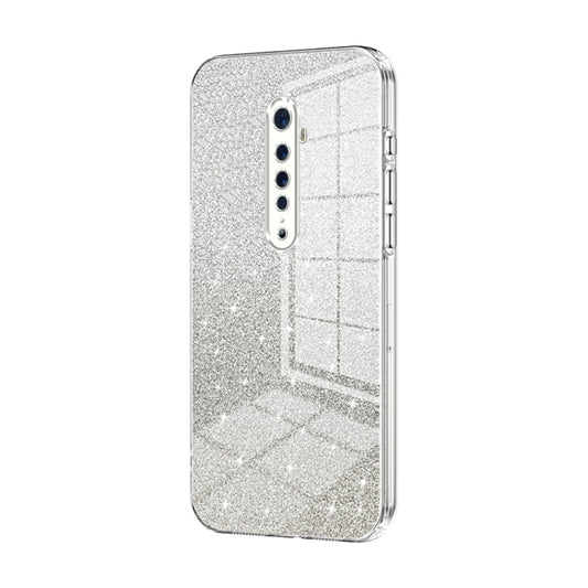 For OPPO Reno2 Gradient Glitter Powder Electroplated Phone Case(Transparent) - OPPO Cases by buy2fix | Online Shopping UK | buy2fix