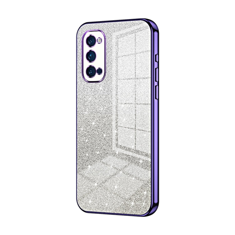 For OPPO Reno4 Pro Gradient Glitter Powder Electroplated Phone Case(Purple) - OPPO Cases by buy2fix | Online Shopping UK | buy2fix