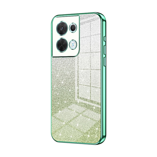 For OPPO Reno8 Gradient Glitter Powder Electroplated Phone Case(Green) - OPPO Cases by buy2fix | Online Shopping UK | buy2fix