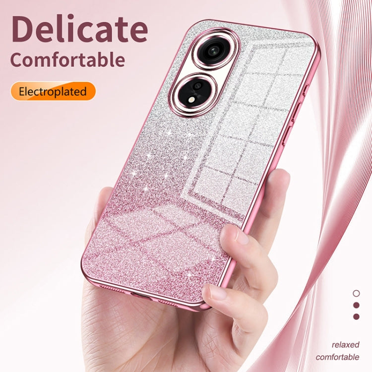 For OPPO Reno7 5G Gradient Glitter Powder Electroplated Phone Case(Silver) - OPPO Cases by buy2fix | Online Shopping UK | buy2fix