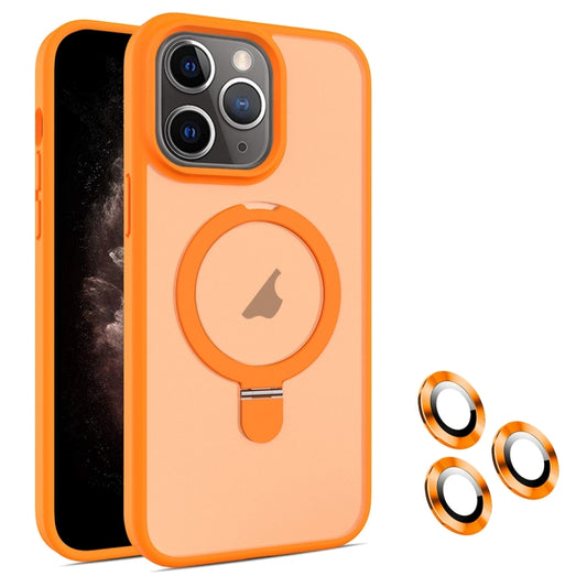 For iPhone 11 Pro Max MagSafe Magnetic Holder Phone Case(Orange) - iPhone 11 Pro Max Cases by buy2fix | Online Shopping UK | buy2fix