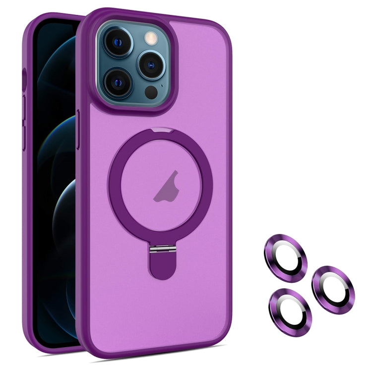 For iPhone 12 Pro Max MagSafe Magnetic Holder Phone Case(Dark Purple) - iPhone 12 Pro Max Cases by buy2fix | Online Shopping UK | buy2fix