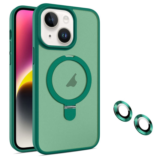 For iPhone 14 MagSafe Magnetic Holder Phone Case(Dark Green) - iPhone 14 Cases by buy2fix | Online Shopping UK | buy2fix