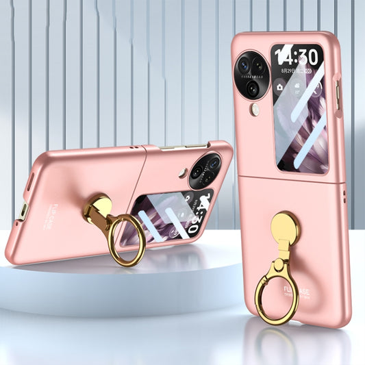 For OPPO Find N3 Flip GKK Ultra-thin Triaxial Ring Holder PC Phone Case(Pink) - Find N3 Flip Cases by GKK | Online Shopping UK | buy2fix