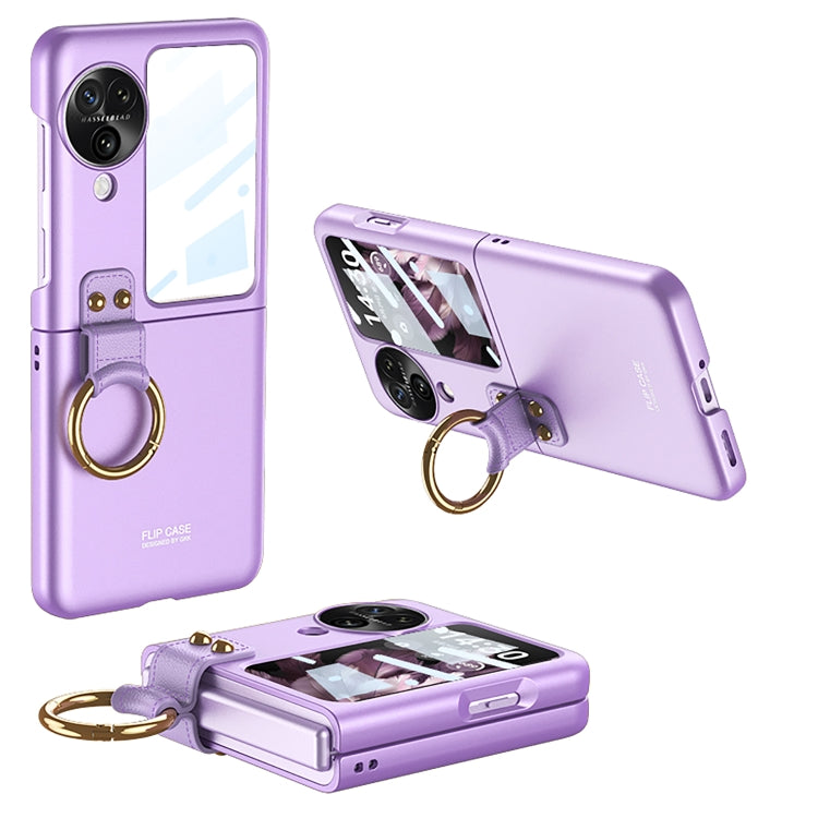 For OPPO Find N3 Flip GKK Integrated Ultra-thin Full Coverage Phone Case with Ring Holder(Purple) - Find N3 Flip Cases by GKK | Online Shopping UK | buy2fix