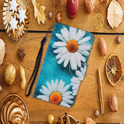 For Samsung Galaxy S24 Ultra 5G Colored Drawing Pattern Leather Phone Case(Daisy) - Galaxy S24 Ultra 5G Cases by buy2fix | Online Shopping UK | buy2fix