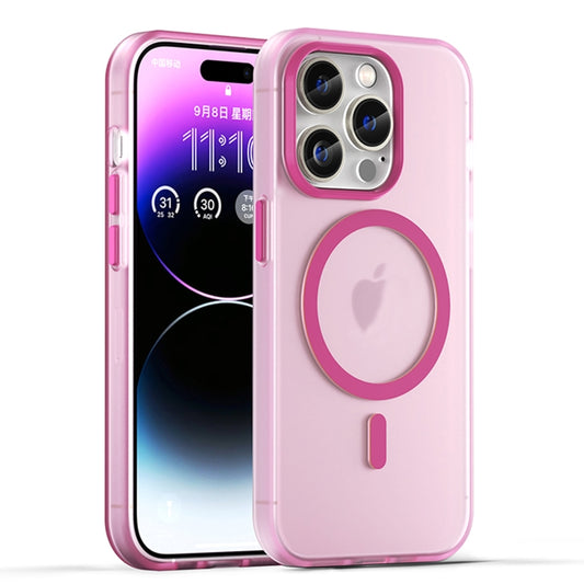 For iPhone 14 Pro MagSafe Frosted Translucent TPU + PC Full Coverage Phone Case(Pink) - iPhone 14 Pro Cases by buy2fix | Online Shopping UK | buy2fix