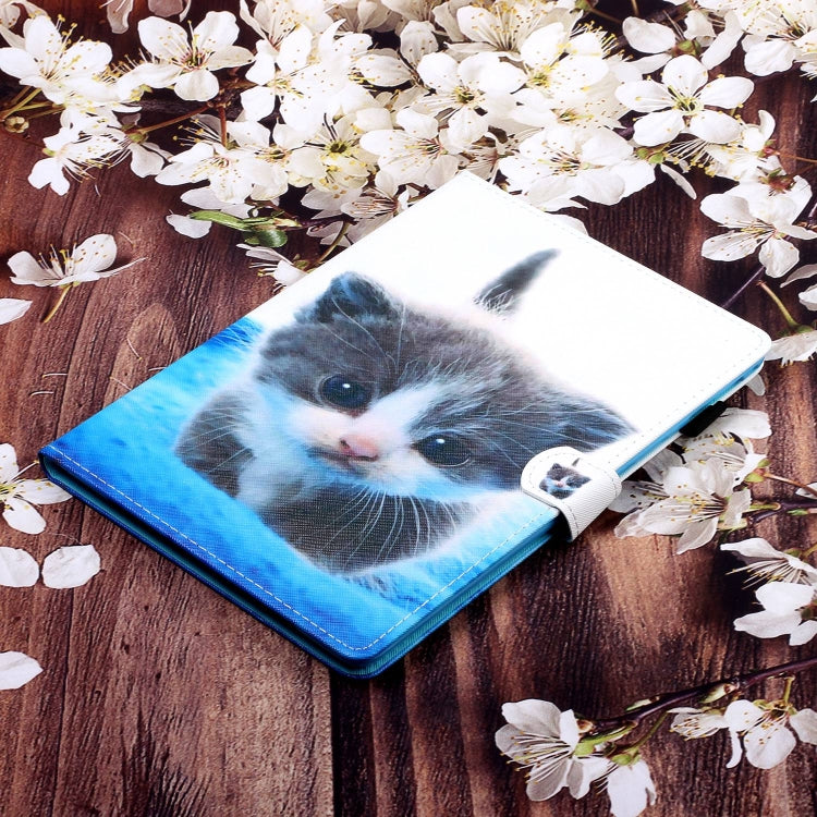 For Lenovo Tab M11/ Xiaoxin Pad 11 2024 Coloured Drawing Stitching Smart Leather Tablet Case(Blue White Cat) - Lenovo by buy2fix | Online Shopping UK | buy2fix