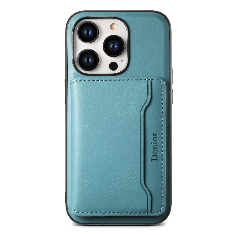 For iPhone 13 Pro Max Denior Cowhide Texture Leather MagSafe Detachable Wallet Phone Case(Blue) - iPhone 13 Pro Max Cases by Denior | Online Shopping UK | buy2fix